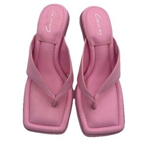 Sam Edelman Circus By NY Skeet Sandal 7.5 Hot Pink slide Heel Wedge Square Toe